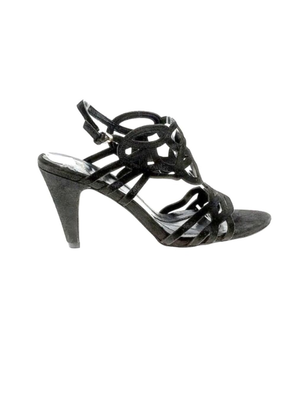 Isola "Delano" Black Laser-Cut Strappy Slingback Sandal- Size 9 1/2